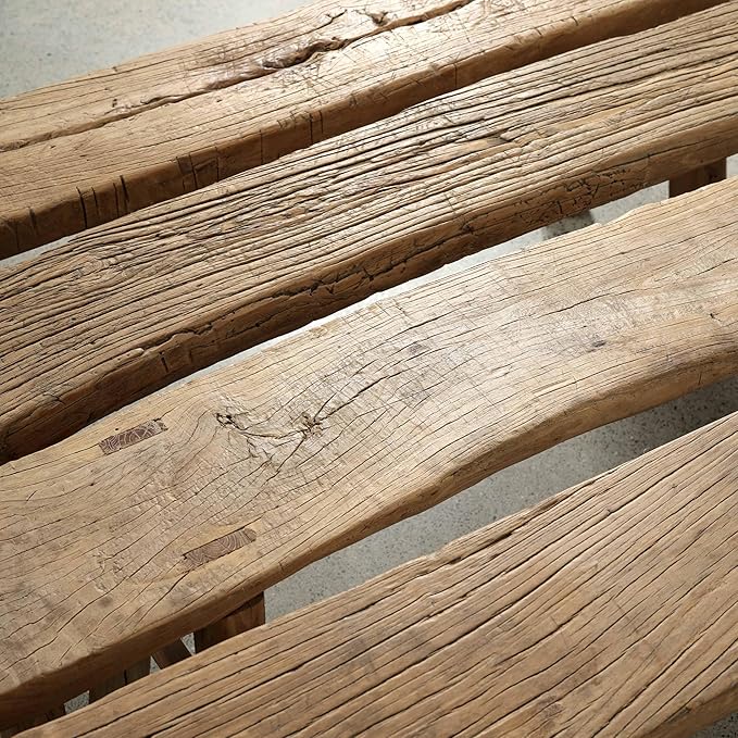 Artissance 20" H Vintage Noodle Bench 5-5.5ft Long Weathered Natural