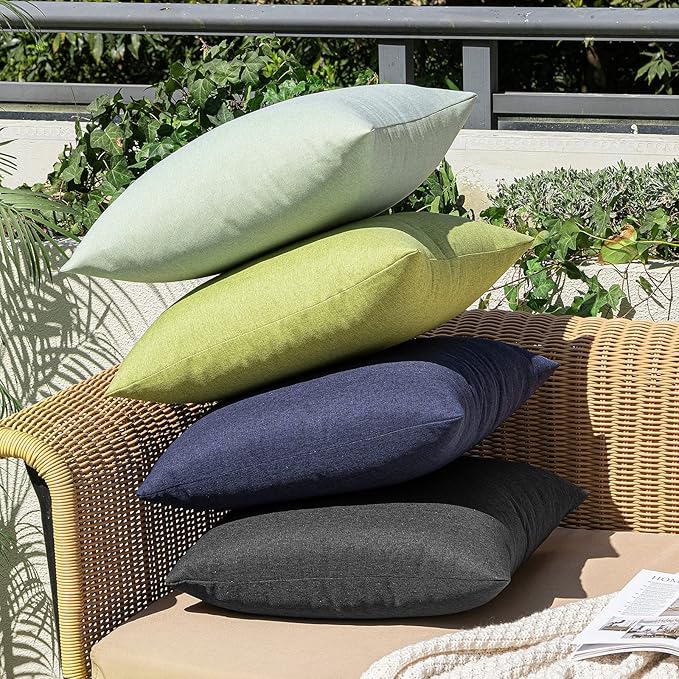 MIULEE Pack of 2 Decorative Outdoor Solid Waterproof Throw Pillow Covers Euro