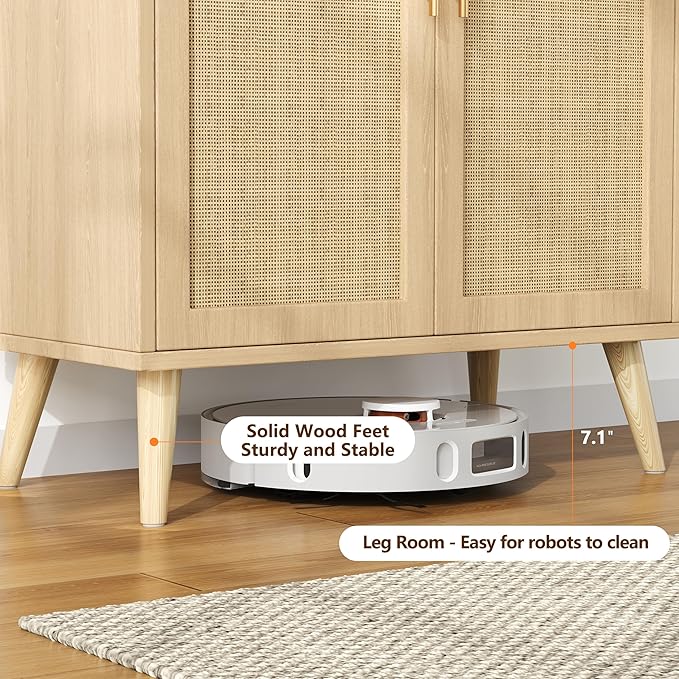 15.7"D Rattan Buffet Sideboard Cabinet