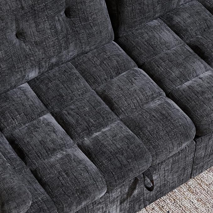 Convertible Sleeper Sofa Bed, 86 Inch Chenille Pull Out Couch