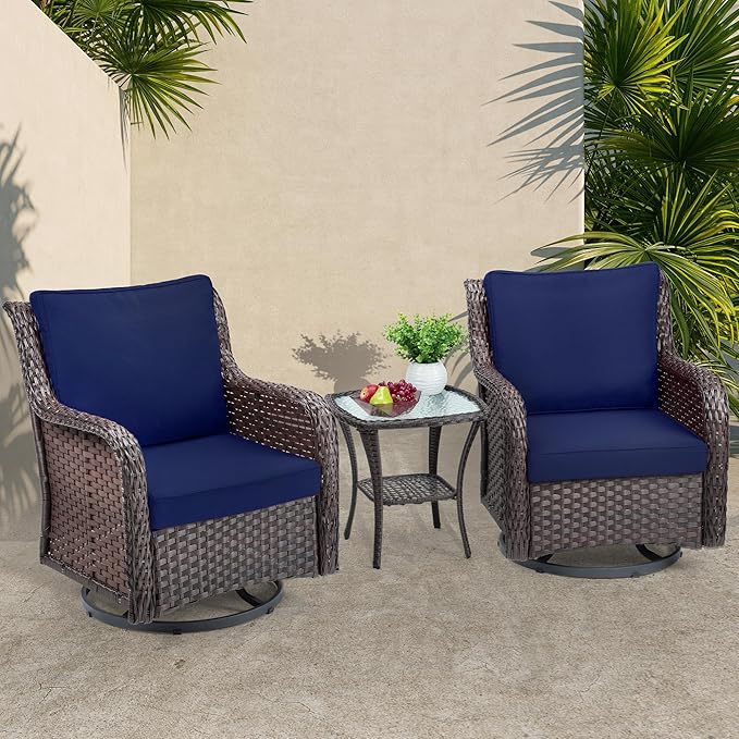 Towallmark Outdoor Swivel Wicker Glider Patio Chairs