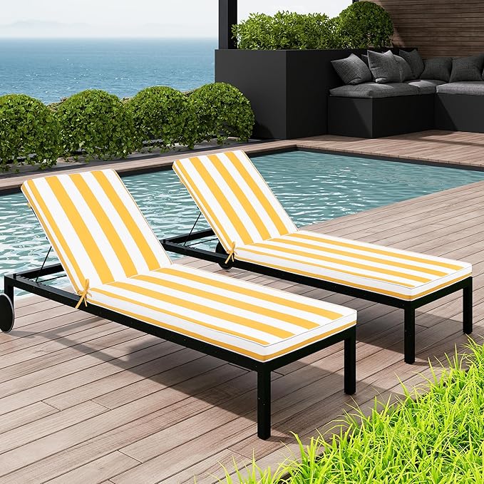 Only choice Chaise Lounge Cushions Outdoor, Fade & Water Resistant Patio Lounge