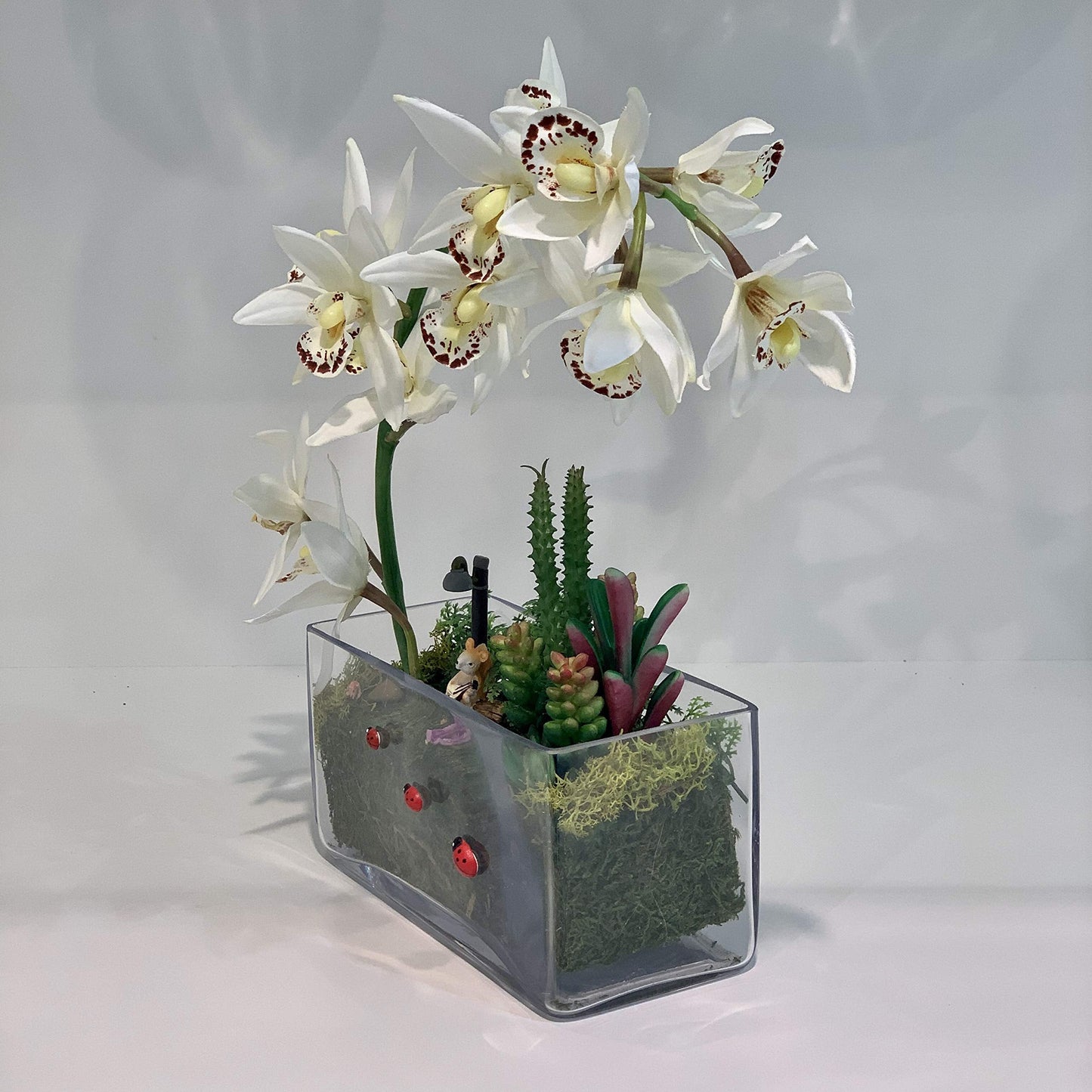 WGV Rectangle Block Glass Vase, Width 4", Length 8", Height 4", Clear Long Floral Container, Candle Holder for Home Office Wedding Decor, 1 Piece