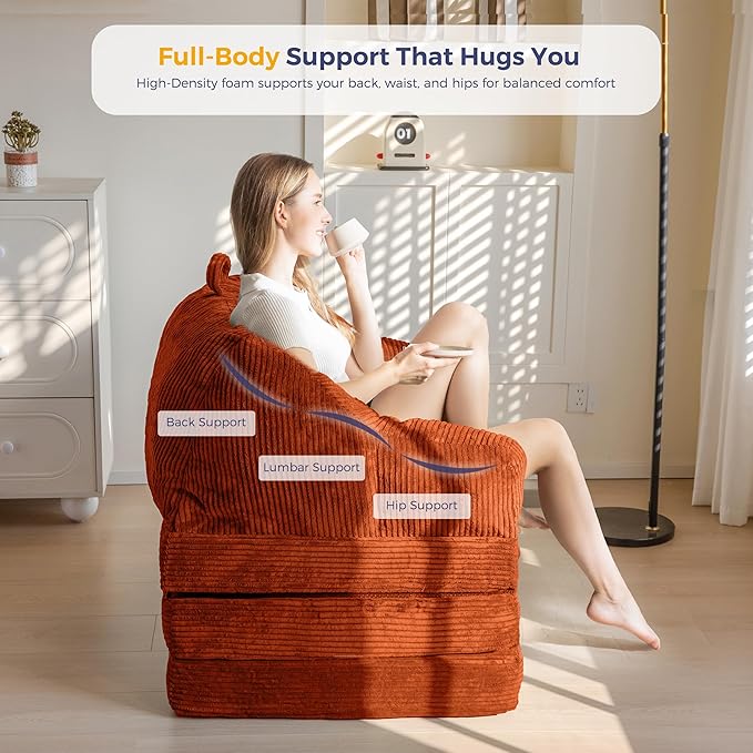 MAXYOYO Folding Sofa Bed with Backrest, Boneless Fold Out Couch Bed with Handle