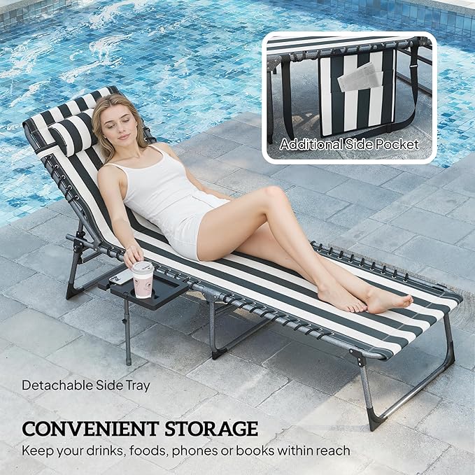 Outsunny Folding Chaise Lounge Chair Outdoor Tanning Chair