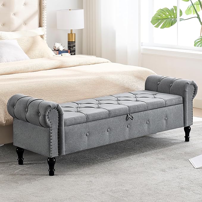 67 Inch Storage Bench for Bedroom, End of Bed Bench, King Size Benches