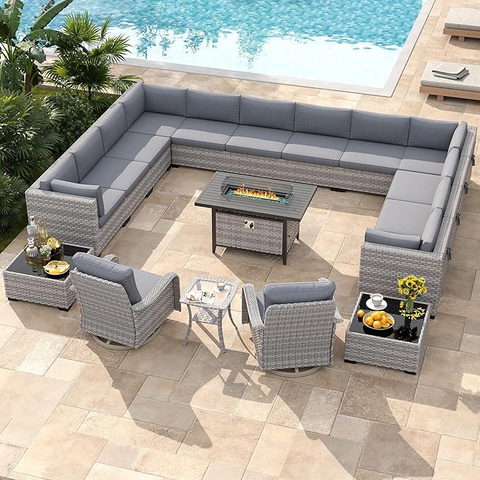 14-Seat Outdoor Wicker Patio Furniture Set
