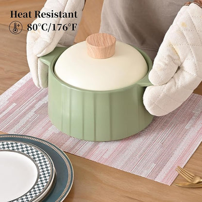 Leetaltree Misty Rose Placemats Set of 6 - Heat Resistant Non-Slip Place mats for Dining Table, Washable Durable PVC Vinyl Woven Table Mats（Misty Rose, 6）