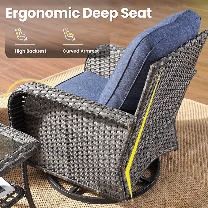 ovios 3-Piece Patio Furniture Set, Outdoor Wicker Sofa