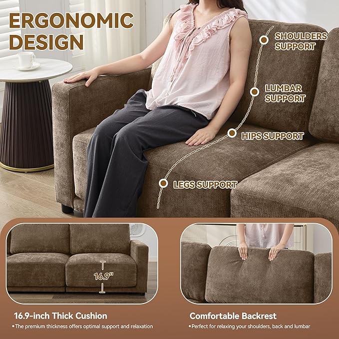 110.6" L Shaped Modular Sectional Sofa Modern Chenille Comfy Couch