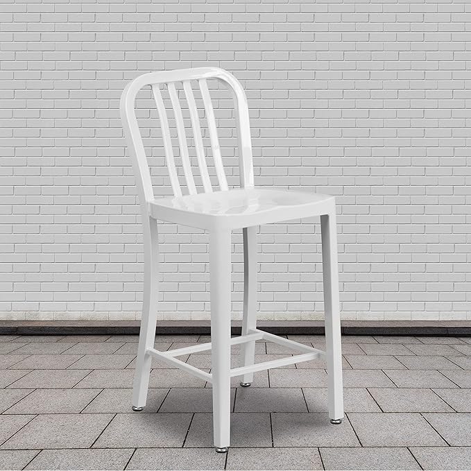 Flash Furniture Gael Commercial Grade 2 Pack 24" High White Metal