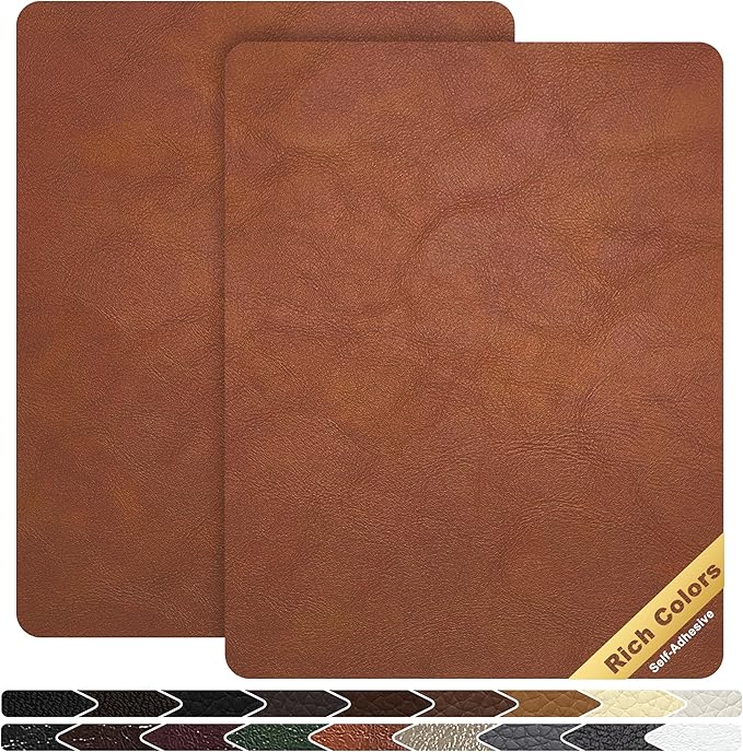 KING MOUNTAIN Leather Repair Patch, 2 Packs 9 x 11 Inches self Adhesive Leather
