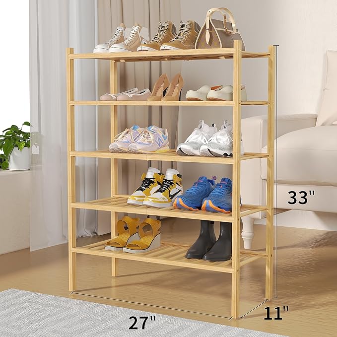 ROMGUAR CRAFT 5 Tier Bamboo Shoe Rack