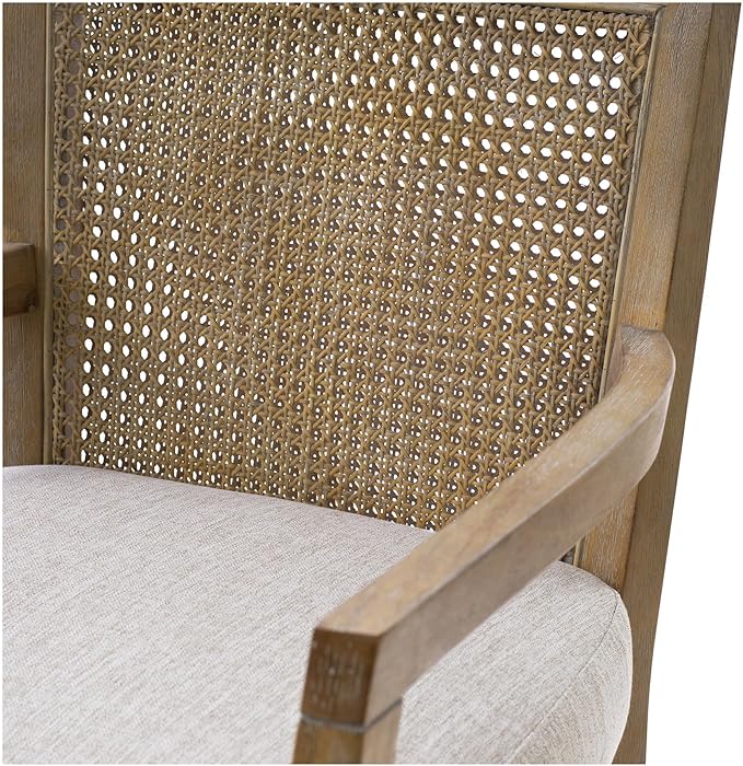 Madison Park Bar Stool with Rattan Back, Wood Counter Height Barstools