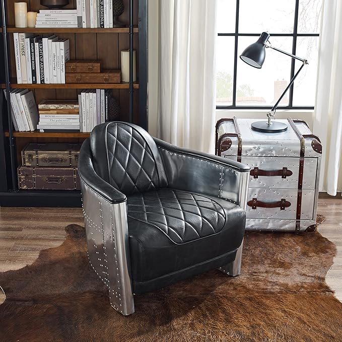 Art Leon Genuine Leather Accent Chairs