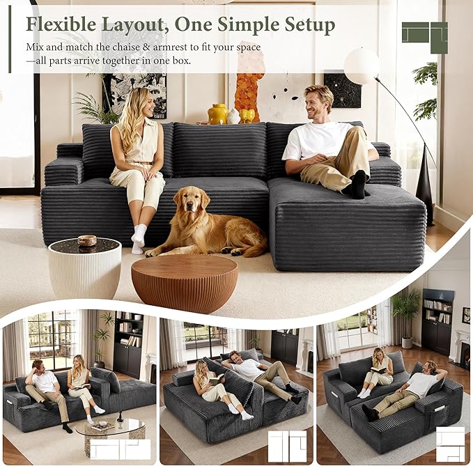 96" Sectional Couches for Living Room Cloud Couch Sofa