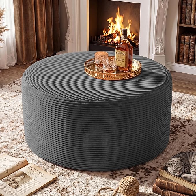 BSHOMGI Round Boneless Ottoman Oversized Ottomans