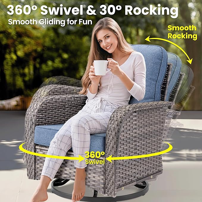 ovios 10 Pieces Patio Furniture Set, Outdoor Wicker Sofa Couch