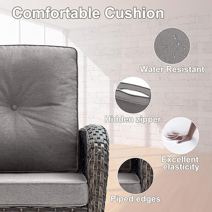 Belord Patio Furniture Swivel Glider PE Wicker Chairs, Outdoor Swivel Rocker
