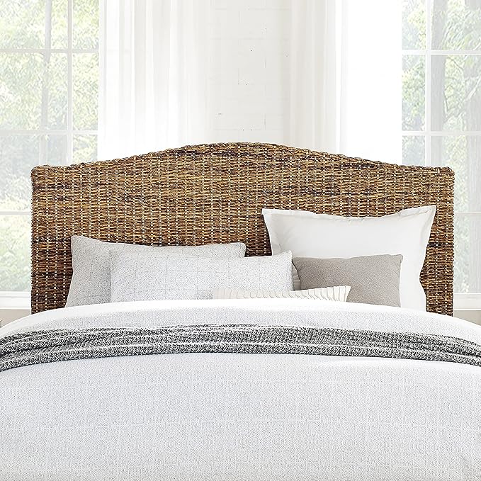 Crosley Furniture Serena Handwoven Natural Fiber Rattan Bed Headboard, Banana