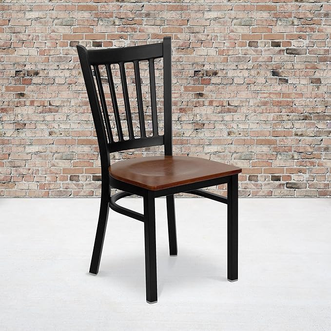 Flash Furniture HERCULES Series Black Vertical Back Metal Restaurant Chair