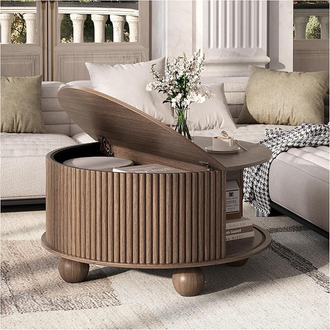 SULIVES Round Coffee Table