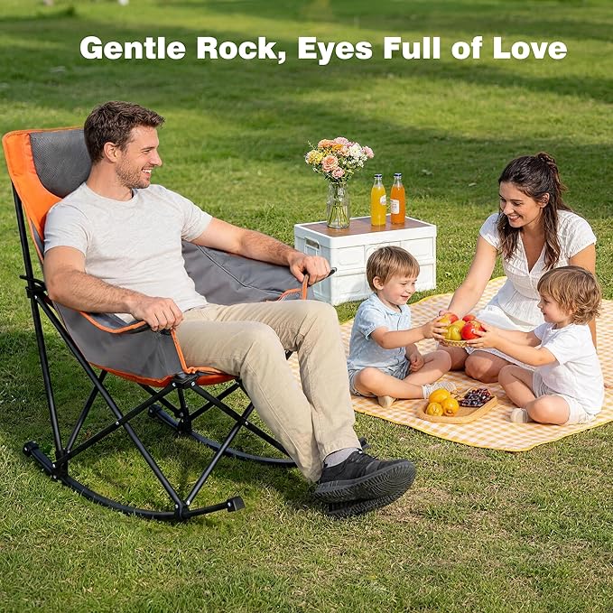 SUNNYFEEL Oversized Rocking Camping Chair 2 Pack, Fully Padded Patio Chair
