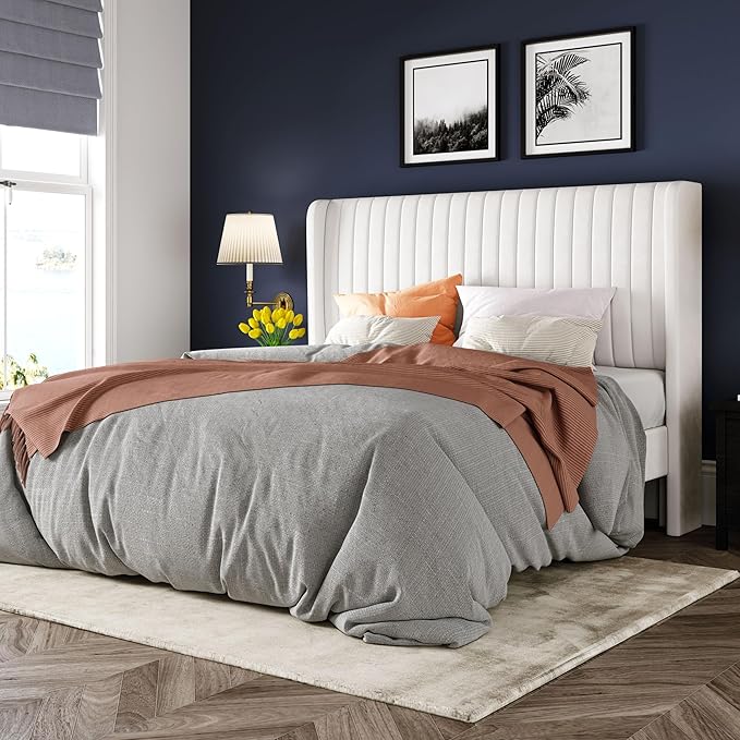 Allewie Full Size Velvet Bed Frame/Vertical Channel Tufted Wingback