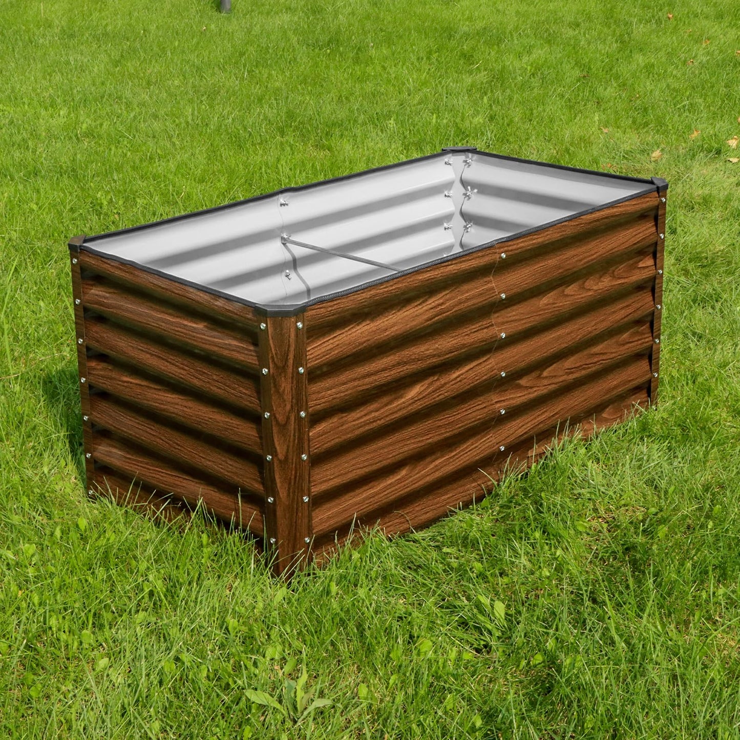 SnugNiture 2-Pack 4x2x2FT Galvanized Raised Garden Bed Kit, Metal Planter Box for Planting Plants Vegetables, Brown
