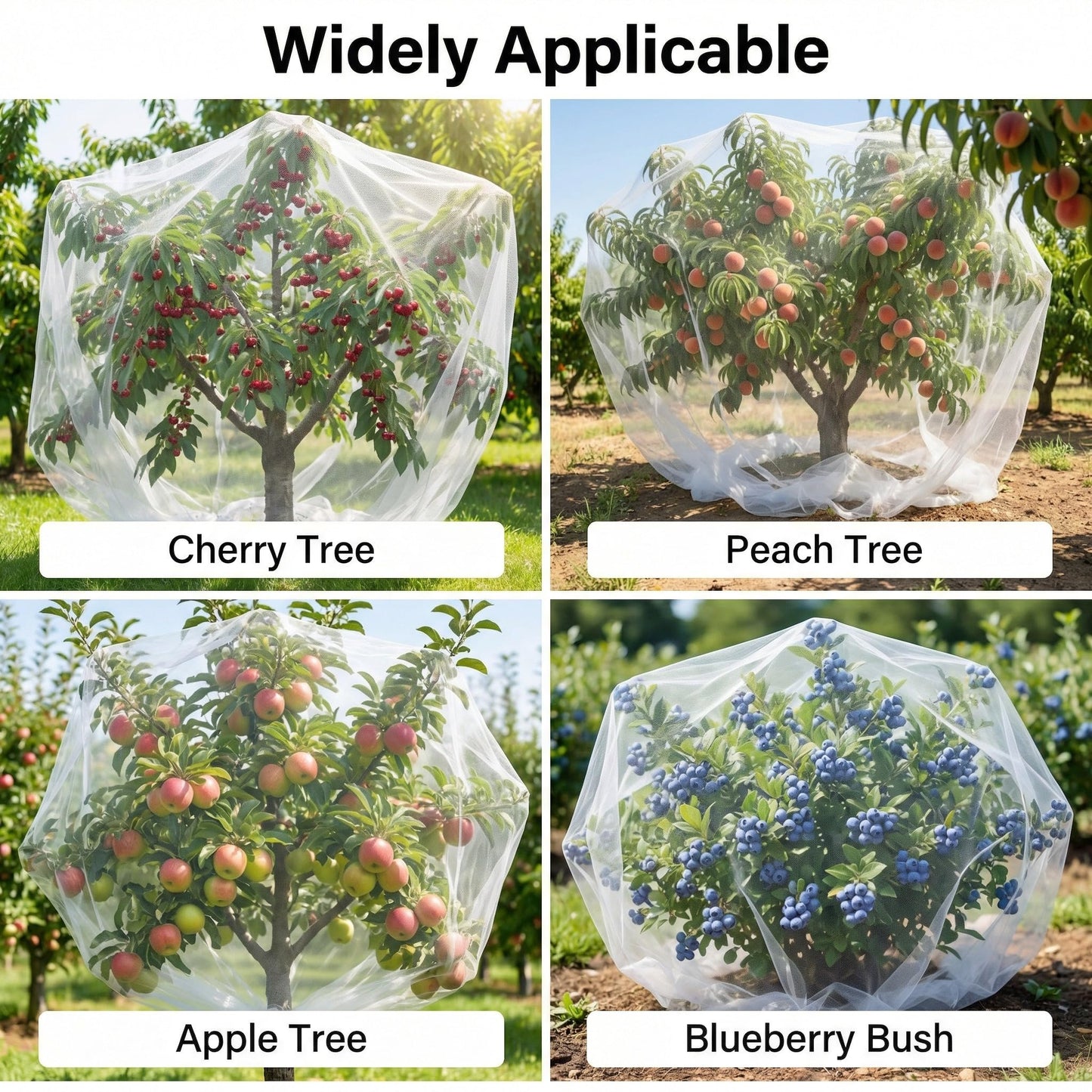 6.5x6.5x6.5Ft Extra Large Fruit Tree Netting Cover with Zipper & Drawstring, Garden Mesh Netting for Protecting Plants from Birds,Bug& Squirrels,Ultra Fine Weather Resistant Tree Netting