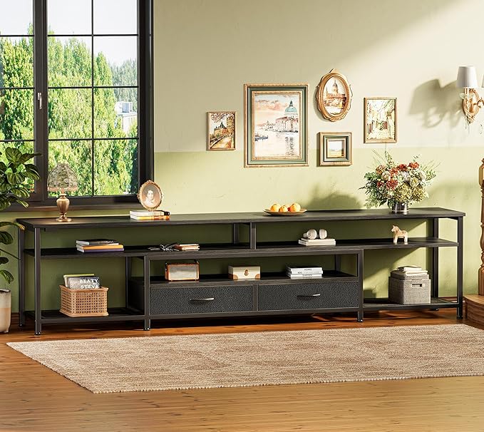 Huuger 79 Inch TV Stand for 85, 90 Inch TV, Entertainment Center