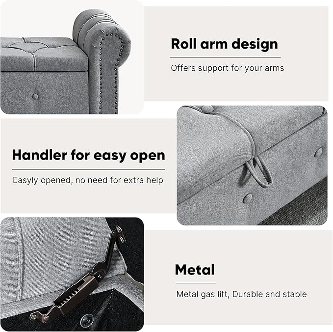67 Inch Storage Bench for Bedroom, End of Bed Bench, King Size Benches