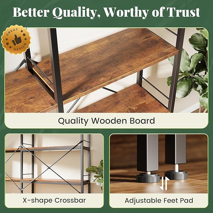 Huuger 6 Tier Bookshelf, L Shaped Corner Bookshelf