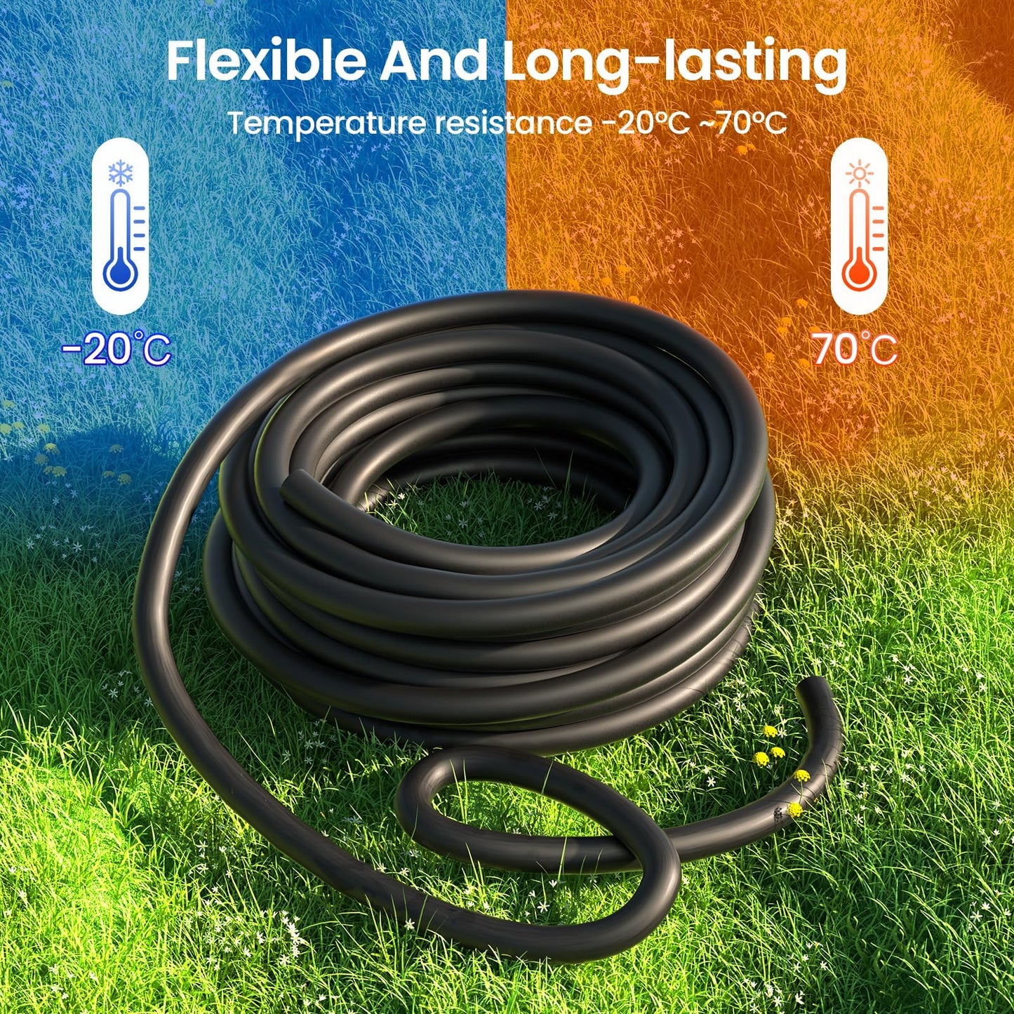 MIXC 1/2 Inch Drip Irrigation Tubing,100FT Main Tubing Hose, Flexible PVC Hose for Irrigation Parts Drip Emitters Drip Irrigation Systems, Black