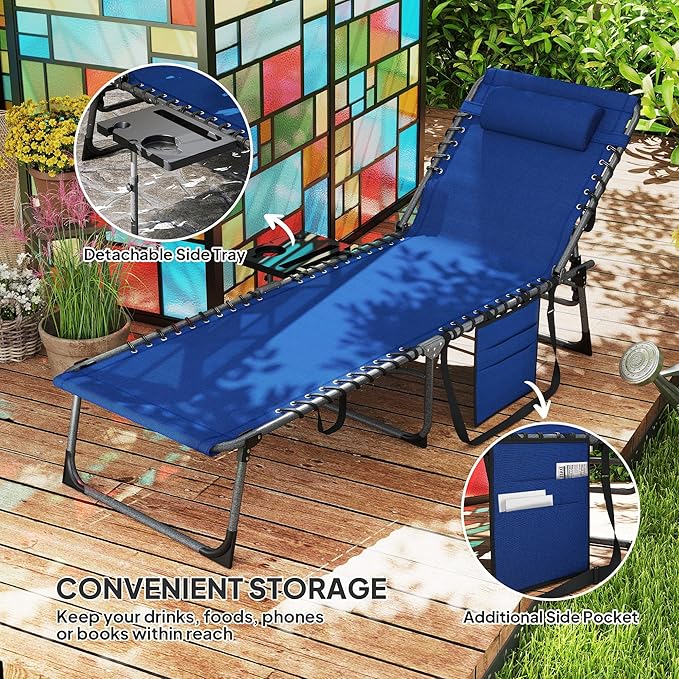 Outsunny Folding Chaise Lounge Chair Outdoor Tanning Chair