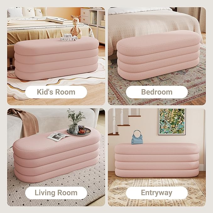 Busaurus Storage Ottoman Bench 49.2 Inch Upholstered Fabric Storage Bench