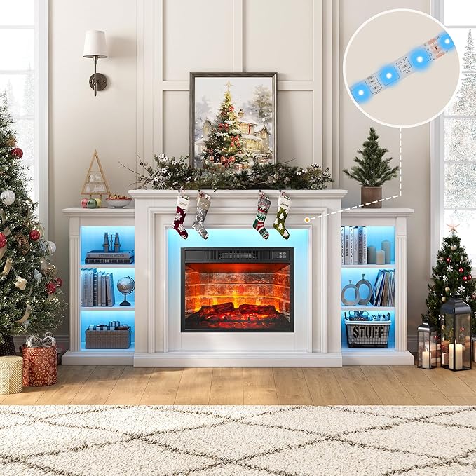 72" LED Lights Electric Fireplace
