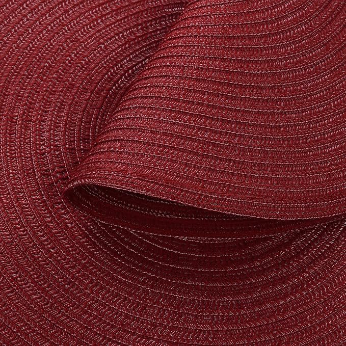 SHACOS Round Placemats Set of 8 for Dining Table 15 inch Round Braided Place Mats Cotton Polyester Washable Non Slip Kitchen Table Mats, Burgundy