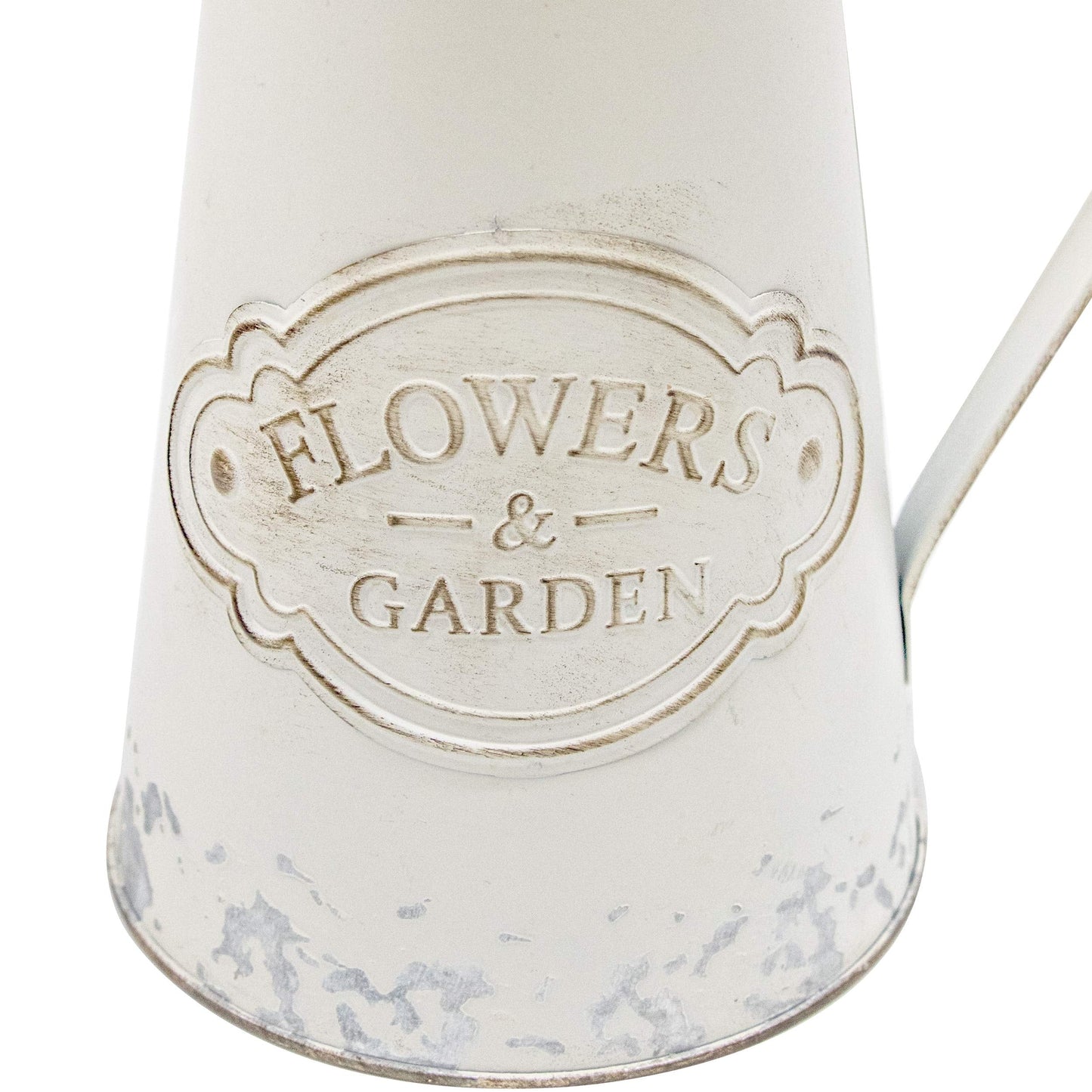 Soyizom Farmhouse White Metal Jugs for Shabby Chic Kitchen Decor, Tall Pitchers for Flowers, Rustic Bathroom Vases - Large, 11 H