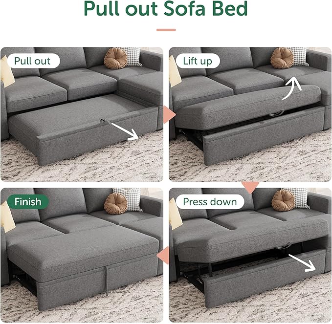 HONBAY Modular Sectional Sleeper Sofa