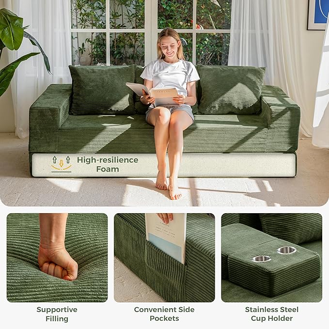 MAXYOYO Convertible Sofa Bed, Folding Sleeper Chair