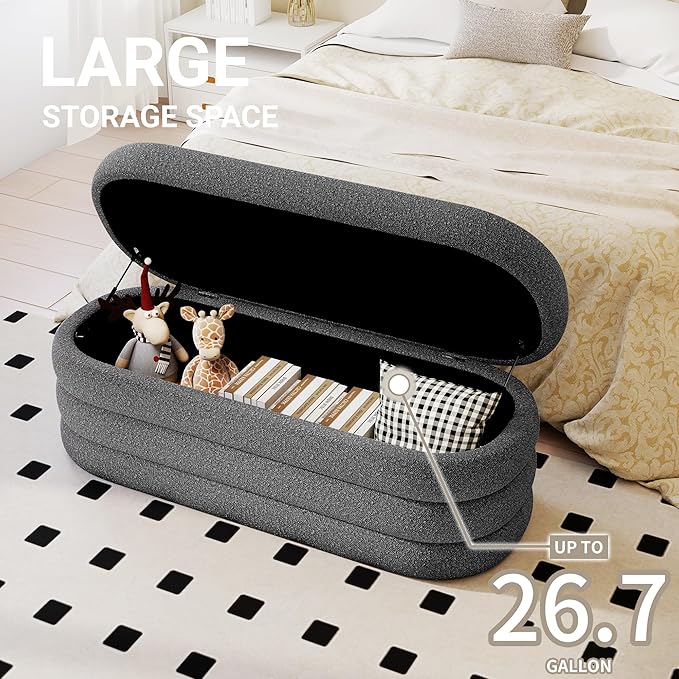 Busaurus Storage Ottoman Bench 49.2 Inch Upholstered Fabric Storage Bench