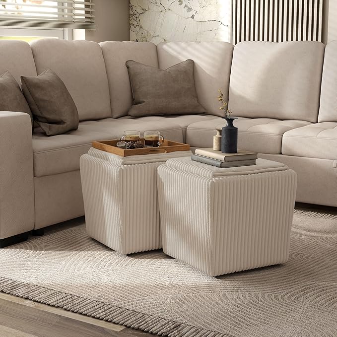 Furniture of America Lennox Modern Chenille 17-inch Square Storage Ottoman