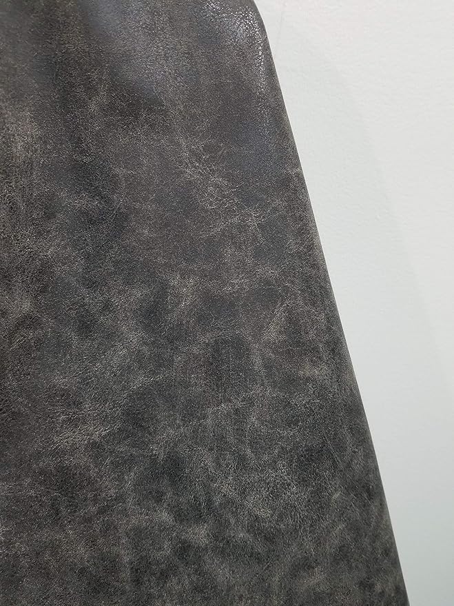 NAT Leathers | Gray Distressed Crazy Horse Oily Faux Vegan Leather PU | 1 Yard