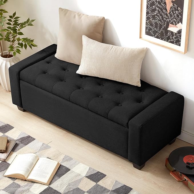 Huatean Home 48" Ottoman with Storage, Upholstered Entryway Bench with Seating