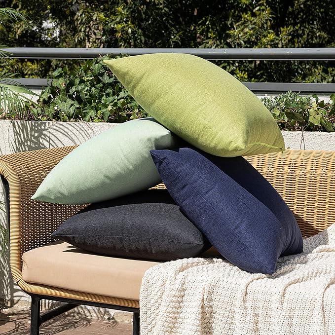 MIULEE Pack of 2 Decorative Outdoor Solid Waterproof Throw Pillow Covers Euro