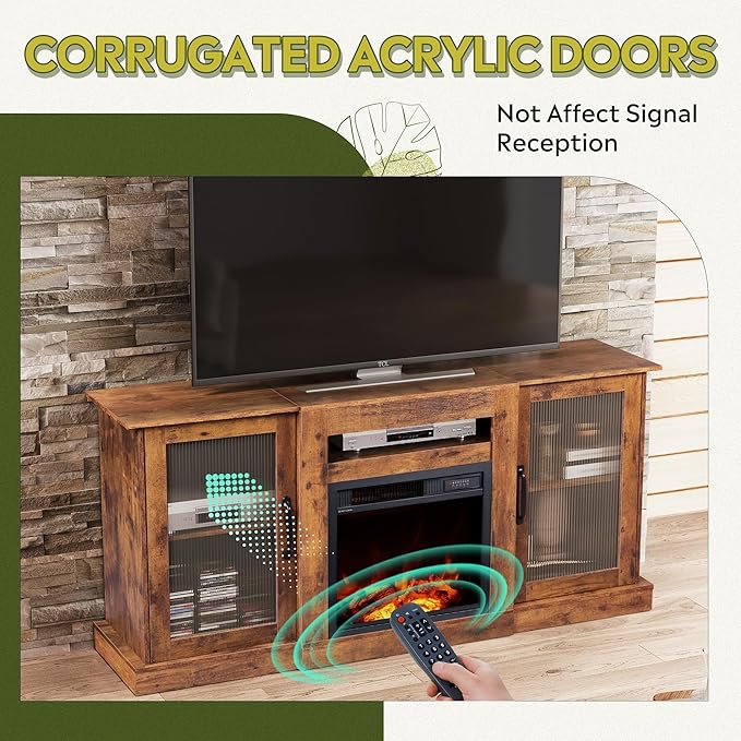 WLIVE Fireplace TV Stand for 65" TV, Entertainment Center