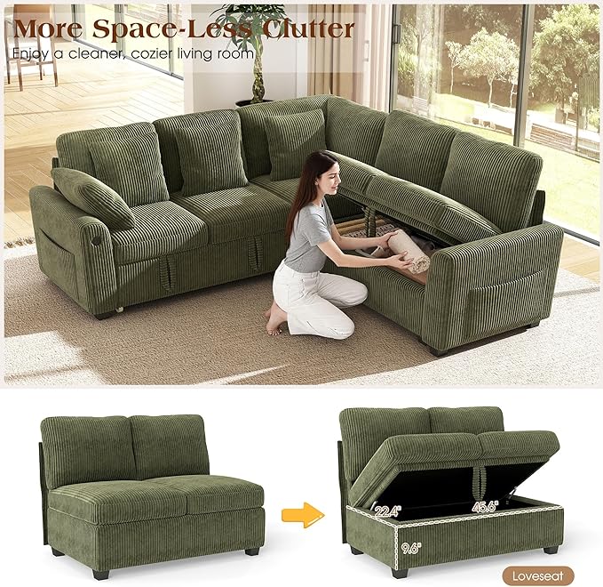 Ihanherry 83-inch 5-Seater Large Sectional Sofa Bed