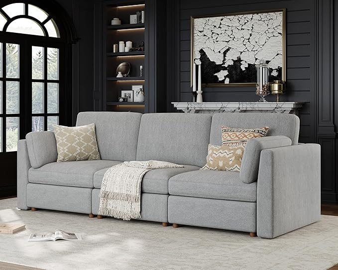 115'' Oversized Modular Sectional Sofa, Solid Wood Frame Sofa, Removable