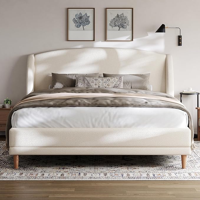 Christopher Knight Home Hazel King Size Bed Frame, Upholstered Platform Bed